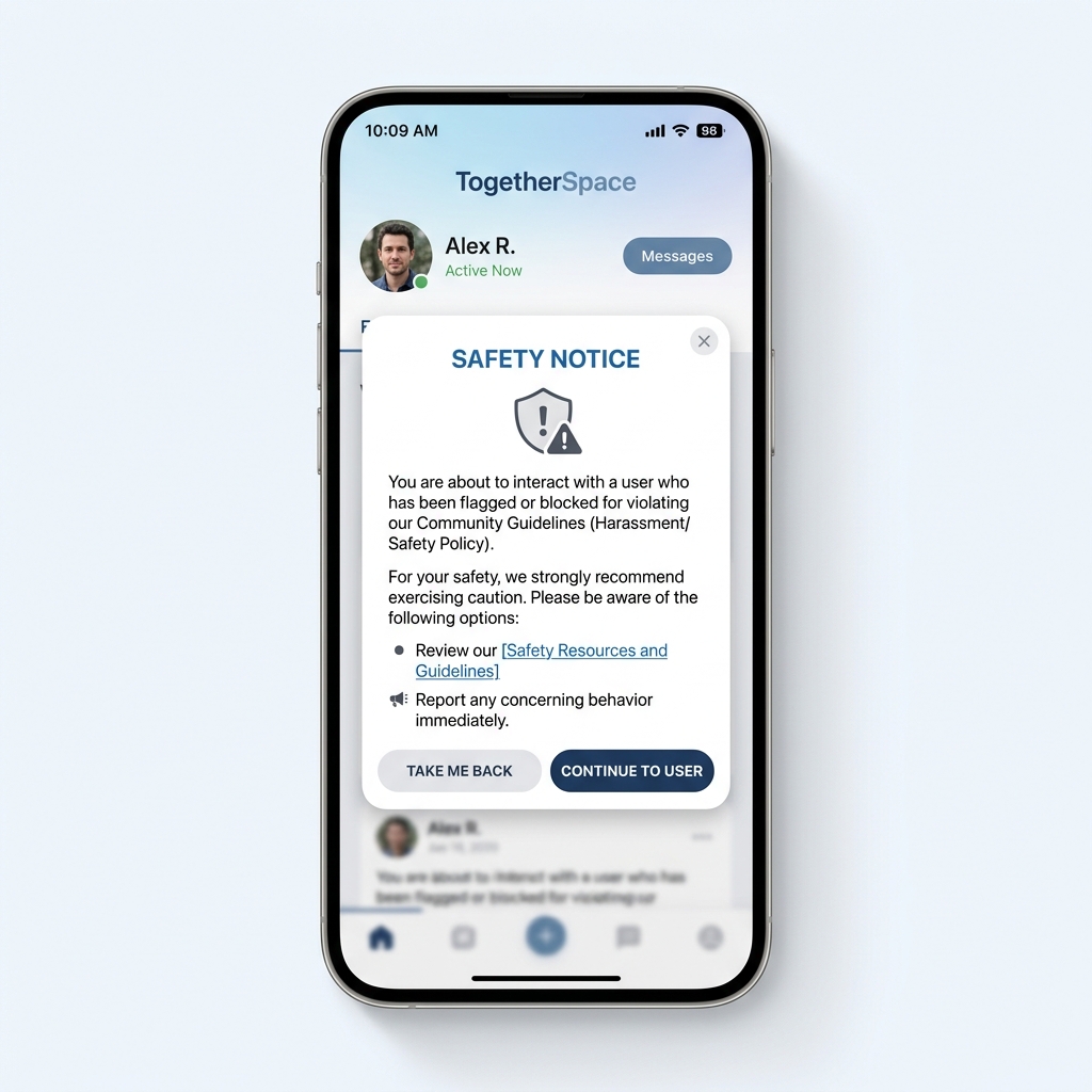 Safety notice interface mockup
